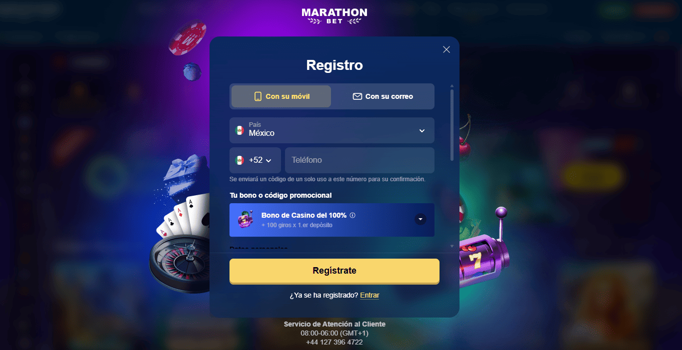 Inscribirse en Marathonbet