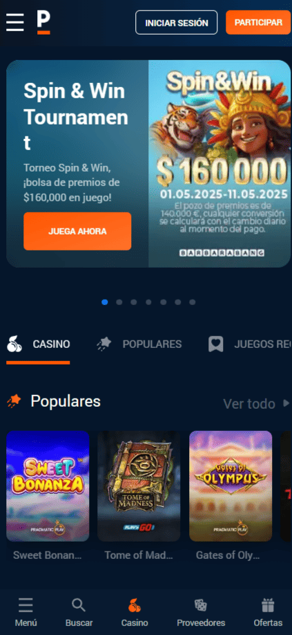 Aplicación móvil y versión web del casino Pinnacle en México