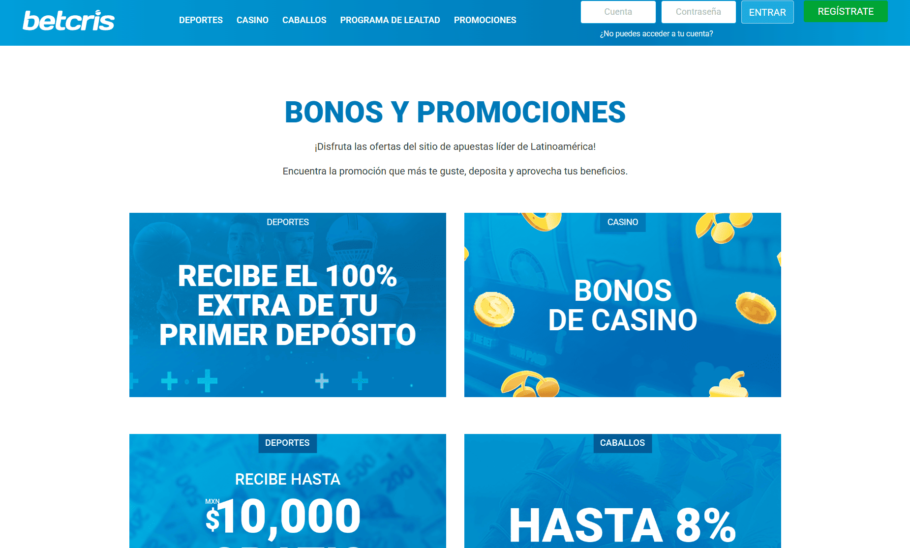 Betcris casino en México: Ofertas disponibles